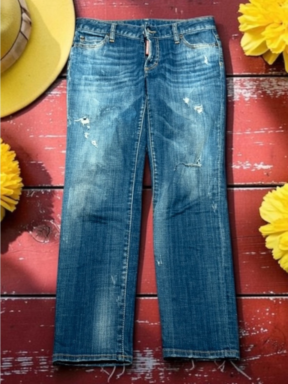 DSQUARED2 Blue Distressed Boyfriend Jeans